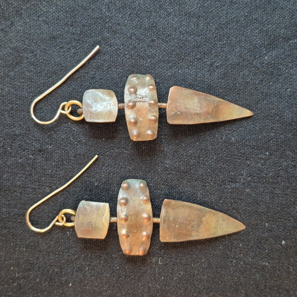 Artisan‑Style Sculptural Earrings – Textured Beads & Geometric Drop